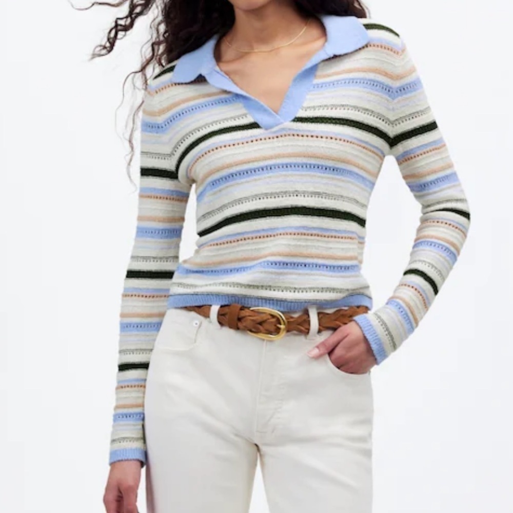 Madewell Textural-Stitch Johnny Collar Sweater